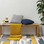 Плед из хлопка жемчужной вязки горчичного цвета Waffle Comfort варинант исполнения - 5 | Loft Concept в Екатеринбурге