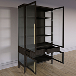 Витрина Primo со стеклянными фасадами и 2 ящиками Темный орех варинант исполнения - 6 | Loft Concept в Екатеринбурге