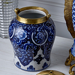 Ваза с насыщенным синим орнаментом и золотой крышкой Blue & White Ornament  варинант исполнения - 4 | Loft Concept в Екатеринбурге