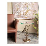 Столик с круглой стеклянной столешницей и корпусом в виде двух павлинов на ветке Table Two Peacocks варинант исполнения - 7 | Loft Concept в Екатеринбурге