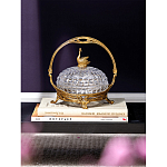 Конфетница из прозрачного рельефного стекла с ручкой и фигуркой лебедя Eden Garden варинант исполнения - 4 | Loft Concept в Екатеринбурге