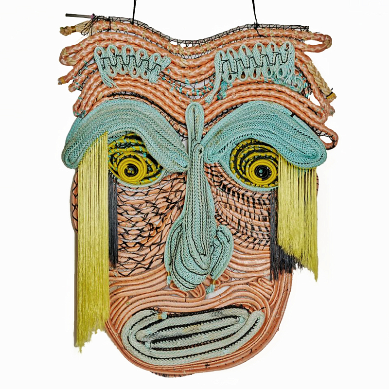 Арт-Объект из нитей Абстрактный портрет Joana Schneider  Бирюзовый Желтый в Екатеринбурге | Loft Concept 