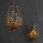 Бра настенное золотое с декором из бирюзовых элементов Peacock Tail варинант исполнения - 4 | Loft Concept в Екатеринбурге