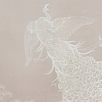 Обои ручная роспись в стиле Арт-деко Whistler Peacocks Special Colourway on Almost Mauve dyed silk варинант исполнения - 1 | Loft Concept в Екатеринбурге