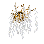 Бра золотого цвета с ветвями и белыми овальными стеклянными подвесками Droplet Chandelier варинант исполнения - 1 | Loft Concept в Екатеринбурге