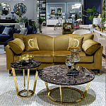 Стол журнальный коричневый на золотом основании Symphony of the Earth варинант исполнения - 3 | Loft Concept в Екатеринбурге