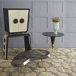 Дизайнерский журнальный столик с круглой столешницей на золотых ножках Risenbix варинант исполнения - 1 | Loft Concept в Екатеринбурге