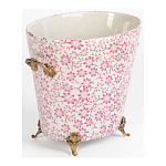 Кашпо из белого фарфора с розовым цветочным орнаментом Eden Garden варинант исполнения - 2 | Loft Concept в Екатеринбурге