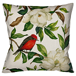 Декоративная подушка бежевая с изображением птиц и цветов Blooming Birds варинант исполнения - 1 | Loft Concept в Екатеринбурге