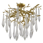 Люстра потолочная с прозрачными стеклянными подвесками в форме капель Droplet Chandelier варинант исполнения - 2 | Loft Concept в Екатеринбурге