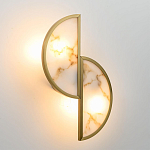 Бра с двумя полукруглыми плафонами из искусственного алебастра в бронзовой оправе Marbella варинант исполнения - 3 | Loft Concept в Екатеринбурге