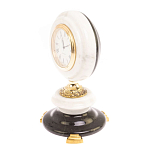 Часы настольные бронзовые из натуральных камней Мрамор и Змеевик Stone Clock варинант исполнения - 2 | Loft Concept в Екатеринбурге