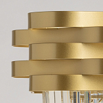 Люстра цвета матового золота с металлическими лентами и длинными прозрачными подвесками Gilded Waves варинант исполнения - 7 | Loft Concept в Екатеринбурге