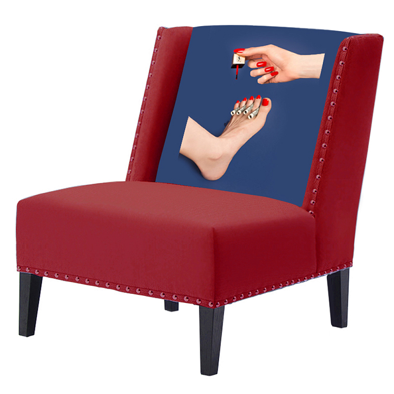 FUN Armchair "Pedicure" Red Дизайнерское кресло с цветным принтом Бургундский красный Сапфирово-синий в Екатеринбурге | Loft Concept 