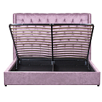 Кровать двуспальная фиолетовая с основанием из массива дерева с мягким изголовьем Velour Beds варинант исполнения - 3 | Loft Concept в Екатеринбурге