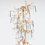 Люстра с голубыми и прозрачными подвесками в форме капель Blue Drop Chandelier варинант исполнения - 1 | Loft Concept в Екатеринбурге