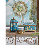 Салфетница прямоугольная голубого цвета с цветами и бабочками Blue Garden варинант исполнения - 2 | Loft Concept в Екатеринбурге