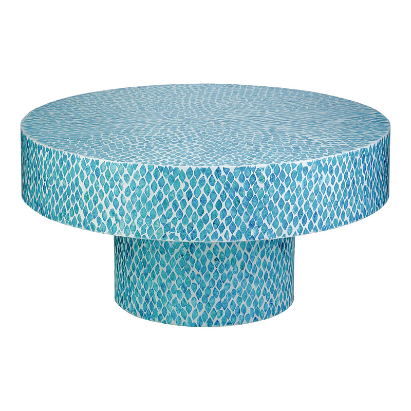 Стол Кофейный с инкрустацией Flower Blue Голубой Стол Кофейный с инкрустацией Flower Blue Голубой в Екатеринбурге | Loft Concept
