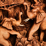 Панно из дерева пять слонов Panel With Animals варинант исполнения - 4 | Loft Concept в Екатеринбурге