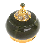 Икорница с крышкой с гравировкой из натурального камня Нефрит Decorative Cavair Dishes варинант исполнения - 4 | Loft Concept в Екатеринбурге