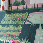 Обои ручная роспись Mahal Garden Original colourway on blue painted Xuan paper варинант исполнения - 4 | Loft Concept в Екатеринбурге