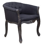 Кресло низкое в стиле прованс Черный Лен Louis French Armchair  варинант исполнения - 1 | Loft Concept в Екатеринбурге