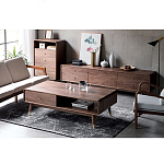 Кофейный стол из дерева с ящиком и нишей для хранения Coffee Walnut Table варинант исполнения - 2 | Loft Concept в Екатеринбурге