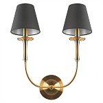 Бра с металлическим основанием бронзового цвета и 2-мя черными конусовидными абажурами Dignity варинант исполнения - 3 | Loft Concept в Екатеринбурге