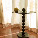 Дизайнерский журнальный стол с основанием в виде черных мраморных бусин Mybimus варинант исполнения - 1 | Loft Concept в Екатеринбурге