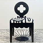 Дизайнерский стул с круглой деревянной спинкой Black and White Clover варинант исполнения - 2 | Loft Concept в Екатеринбурге