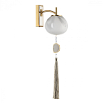 Бра с шарообразным плафоном из белого стекла с подвеской из камня Agatelle варинант исполнения - 1 | Loft Concept в Екатеринбурге