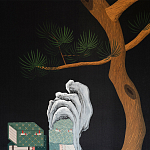 Обои ручная роспись The Art of Learning and Steps for the Flowers by Teo Yang Original colourway on Pitch dyed silk варинант исполнения - 2 | Loft Concept в Екатеринбурге