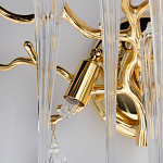 Бра золотого цвета с разветвленными ветвями и длинными прозрачными подвесками в форме стеклянных сосулек Droplet Chandelier варинант исполнения - 6 | Loft Concept в Екатеринбурге