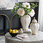 Ваза с золотыми полосами на белом фоне Chinoiserie Ceramics варинант исполнения - 3 | Loft Concept в Екатеринбурге