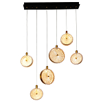 Подвесной светильник с плафонами из рельефного стекла Peony Glass Bronze Six варинант исполнения - 2 | Loft Concept в Екатеринбурге