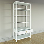 Стеллаж Elsa Dreams White со стеклянными полками и ящиком варинант исполнения - 3 | Loft Concept в Екатеринбурге