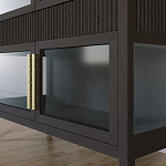 Витрина Primo со стеклянными фасадами и 2 ящиками Темный орех варинант исполнения - 3 | Loft Concept в Екатеринбурге