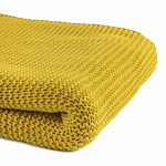 Плед из хлопка жемчужной вязки горчичного цвета Waffle Comfort варинант исполнения - 2 | Loft Concept в Екатеринбурге