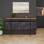 Комод с цветом фасада черный мрамор с деревянной столешницей на металлических ножках HANLEY CONSOLE HITIT BENDIR варинант исполнения - 1 | Loft Concept в Екатеринбурге