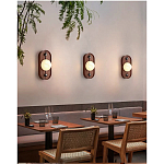 Настенный светильник овальный с деревянным основанием Wood Wall Lamp варинант исполнения - 1 | Loft Concept в Екатеринбурге