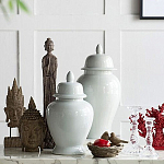 Ваза белая с крышкой однотонная Chinoiserie Ceramics варинант исполнения - 4 | Loft Concept в Екатеринбурге