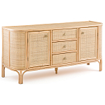 Длинный комод из ротанга с дверцами и ящиками Simone Rattan Chest of Drawers варинант исполнения - 2 | Loft Concept в Екатеринбурге