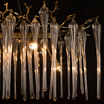 Люстра подвесная прямоугольная с бронзовыми акцентами и прозрачными стеклянными каплями Droplet Chandelier варинант исполнения - 6 | Loft Concept в Екатеринбурге