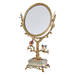 Зеркало с бронзовой подставкой в виде дерева и фарфоровыми птичками на голубом основании Eden Garden варинант исполнения - 1 | Loft Concept в Екатеринбурге