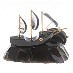Часы настольные в виде парусника из натурального камня Обсидиан Sailboat Stone Clock варинант исполнения - 6 | Loft Concept в Екатеринбурге
