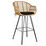 Стул барный с ротанговым плетением Half Bar Chair with Wicker с подлокотниками варинант исполнения - 2 | Loft Concept в Екатеринбурге