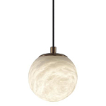 Подвесной светильник с шарообразным плафоном из белого алебастра Cryptocrystalline Stone варинант исполнения - 1 | Loft Concept в Екатеринбурге