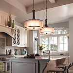 Люстра подвесная с двойным круглым плафоном из органзы и матового стекла Kichler варинант исполнения - 6 | Loft Concept в Екатеринбурге