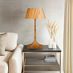 Настольная лампа со скошенным конусовидным абажуром и фигурной ножкой в цвете тик Accord Lighting варинант исполнения - 7 | Loft Concept в Екатеринбурге