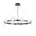 Люстра подвесная круглая с 12-ю прозрачными куполообразными плафонами и черным металлическим основанием Flos Wireline Lighting варинант исполнения - 1 | Loft Concept в Екатеринбурге